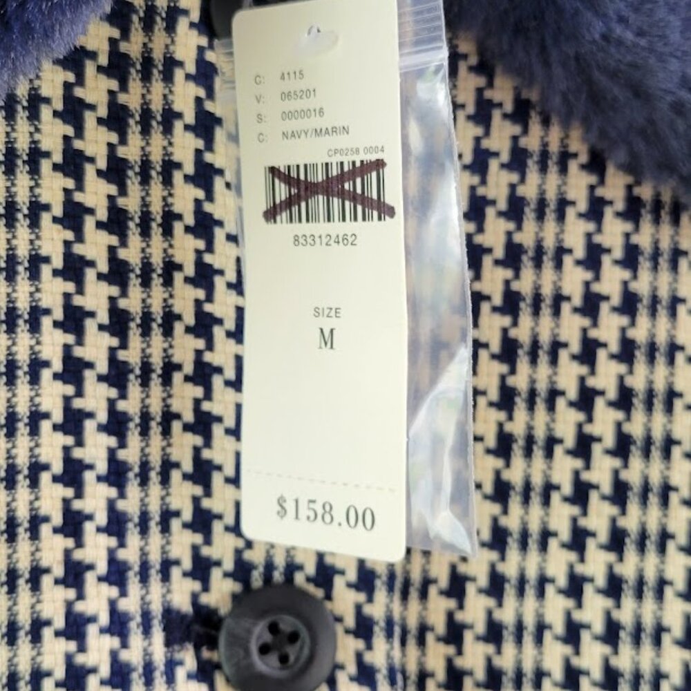 ANTHROPOLOGIE MAEVE tweed faux fur-collar jacket Sz M NEW - Picture 11 of 11